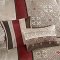 7 Piece Jacquard Comforter Set With Throw Pillows Red Polyester