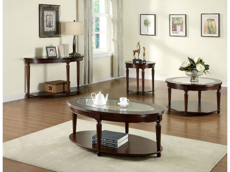 Transitional 1Pc Side Table Dark Cherry Open Bottom Shelf Beveled Glass Top Turned Legs Living Room Furniture Cherry Primary Living Space Classic,Contemporary,Transitional Rubberwood Open Storage Coffee & End Tables Solid Wood