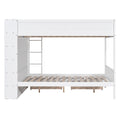 Full Over Full Bunk Bed With 2 Drawers And Multi Layer Cabinet, White White Solid Wood Mdf