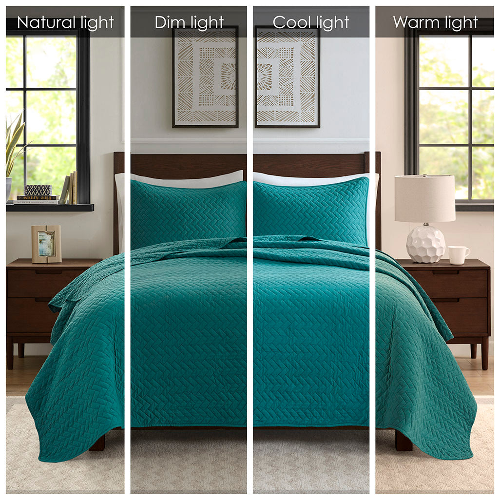 3 Piece Luxurious Oversized Quilt Set Peacock Cotton