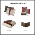 7 Piece Jacquard Comforter Set With Throw Pillows Red Polyester