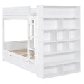 Twin Over Twin Bunk Bed With 2 Drawers And Multi Layer Cabinet, White White Solid Wood Mdf