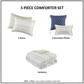 5 Piece Printed Seersucker Comforter Set With Throw Pillows Taupe Blue Polyester