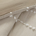 3 Piece Cotton Yarn Dyed Duvet Cover Set Taupe Cotton