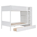 Twin Over Twin Bunk Bed With 2 Drawers And Multi Layer Cabinet, White White Solid Wood Mdf