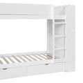 Twin Over Twin Bunk Bed With 2 Drawers And Multi Layer Cabinet, White White Solid Wood Mdf