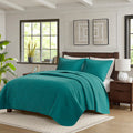 3 Piece Luxurious Oversized Quilt Set Peacock Cotton