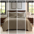 3 Piece Luxurious Oversized Quilt Set Taupe Cotton