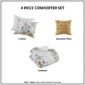 4 Piece Floral Comforter Set With Throw Pillow Multi Cotton