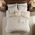 3 Piece Cotton Yarn Dyed Comforter Set Taupe Cotton