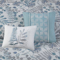 5 Piece Seersucker Comforter Set With Throw Pillows Blue Polyester