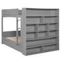 Full Over Full Bunk Bed With 2 Drawers And Multi Layer Cabinet, Gray Gray Solid Wood Mdf