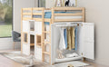 Wood Twin Size Loft Bed With Built In Storage Wardrobe And 2 Windows, Natural White Box Spring Not Required Twin Natural White Wood Bedroom Wood