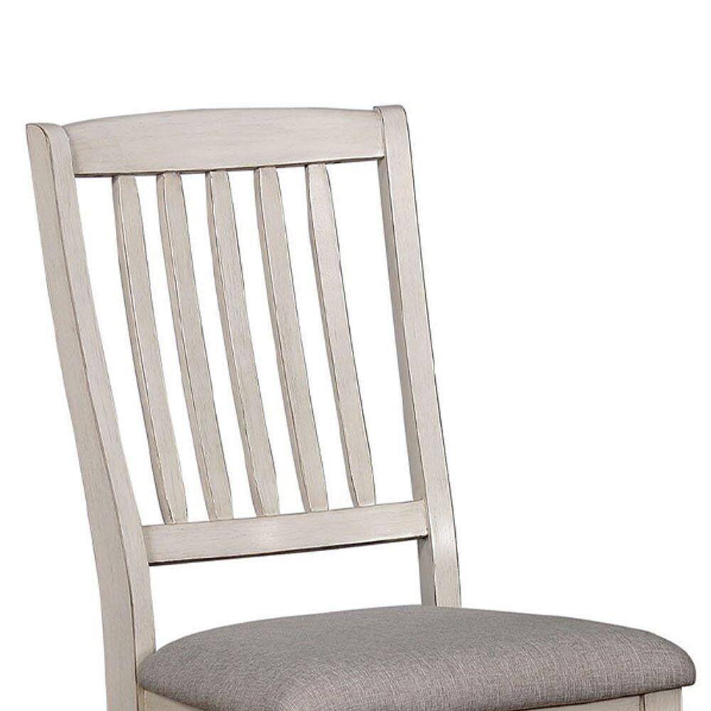 Dining Room Furniture Set Of 2Pcs Side Chairs Antique White Solid Wood Slats Back Light Gray Padded Fabric Seat Cushions Kitchen Breakfast Antique White Gray White Dining Room Rustic,Transitional Side Chair Rubberwood Slat Back Solid Wood