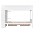 Twin Over Twin Bunk Bed With 2 Drawers And Multi Layer Cabinet, White White Solid Wood Mdf