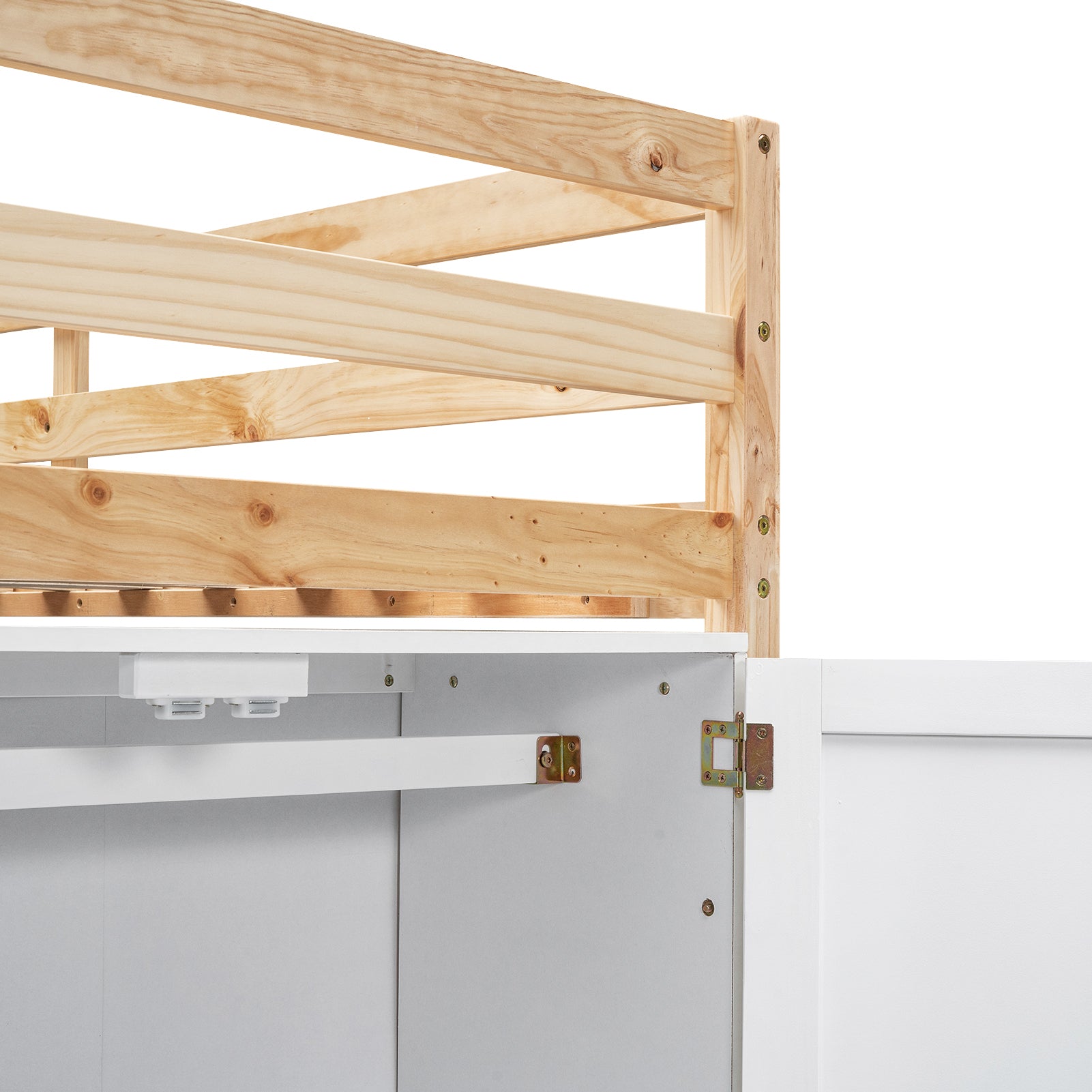 Wood Twin Size Loft Bed With Built In Storage Wardrobe And 2 Windows, Natural White Box Spring Not Required Twin Natural White Wood Bedroom Wood