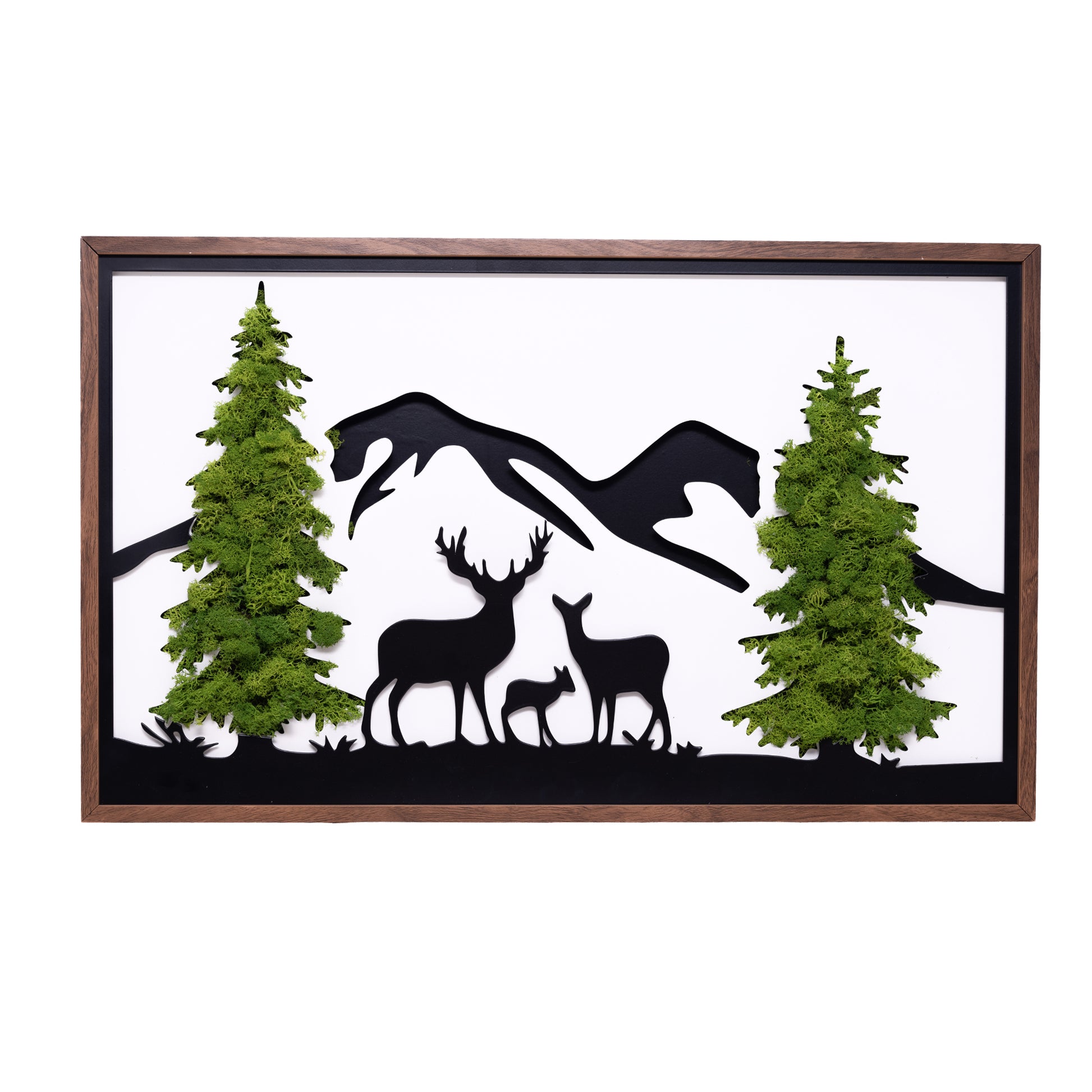 Deer Metal Art Moss Wall Decor Green Iron