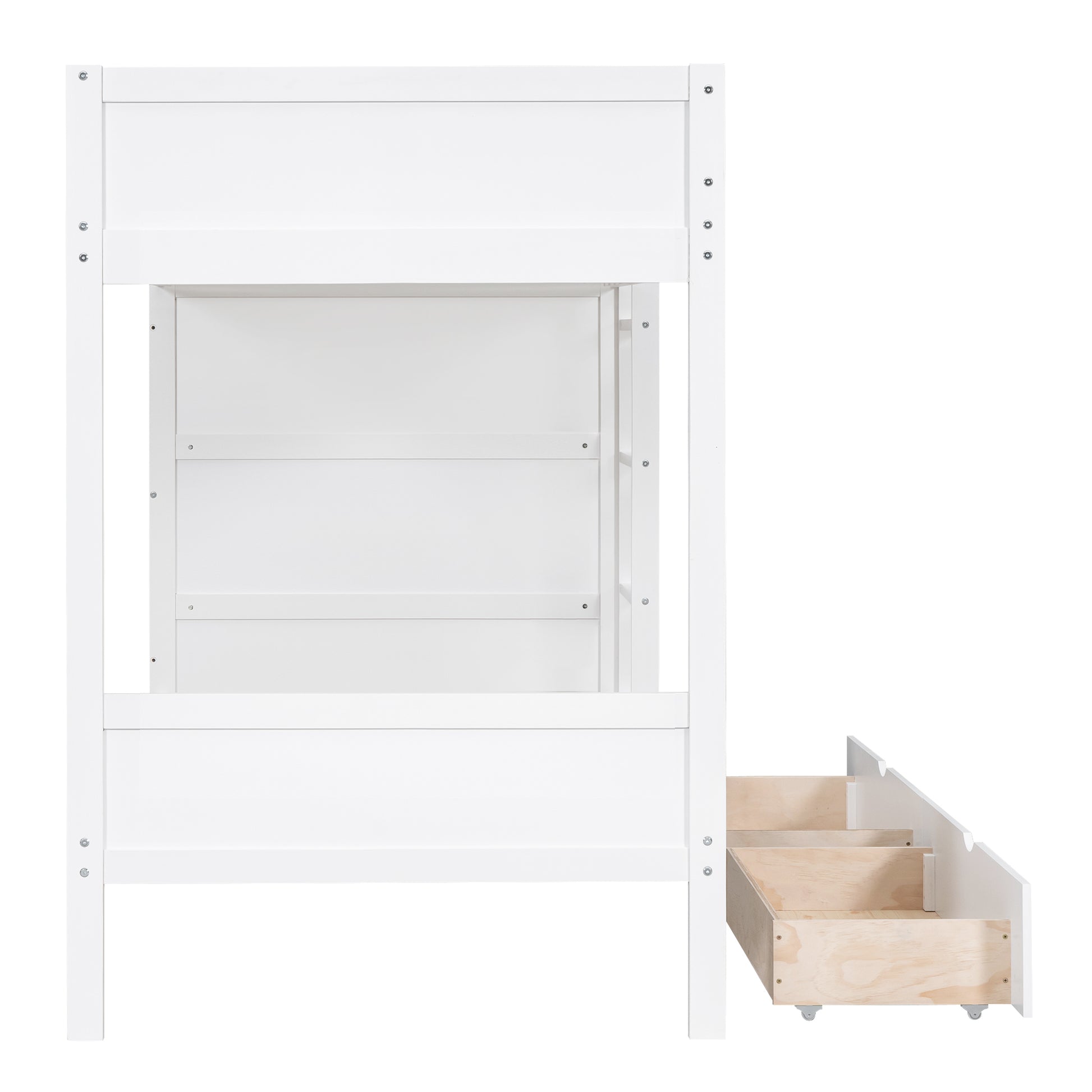 Twin Over Twin Bunk Bed With 2 Drawers And Multi Layer Cabinet, White White Solid Wood Mdf