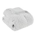 3 Piece Tufted Woven Medallion Comforter Set Grey White Polyester