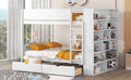 Full Over Full Bunk Bed With 2 Drawers And Multi Layer Cabinet, White White Solid Wood Mdf