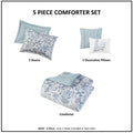 5 Piece Seersucker Comforter Set With Throw Pillows Blue Polyester