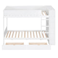 Twin Over Twin Bunk Bed With 2 Drawers And Multi Layer Cabinet, White White Solid Wood Mdf