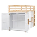 Wood Twin Size Loft Bed With Built In Storage Wardrobe And 2 Windows, Natural White Box Spring Not Required Twin Natural White Wood Bedroom Wood