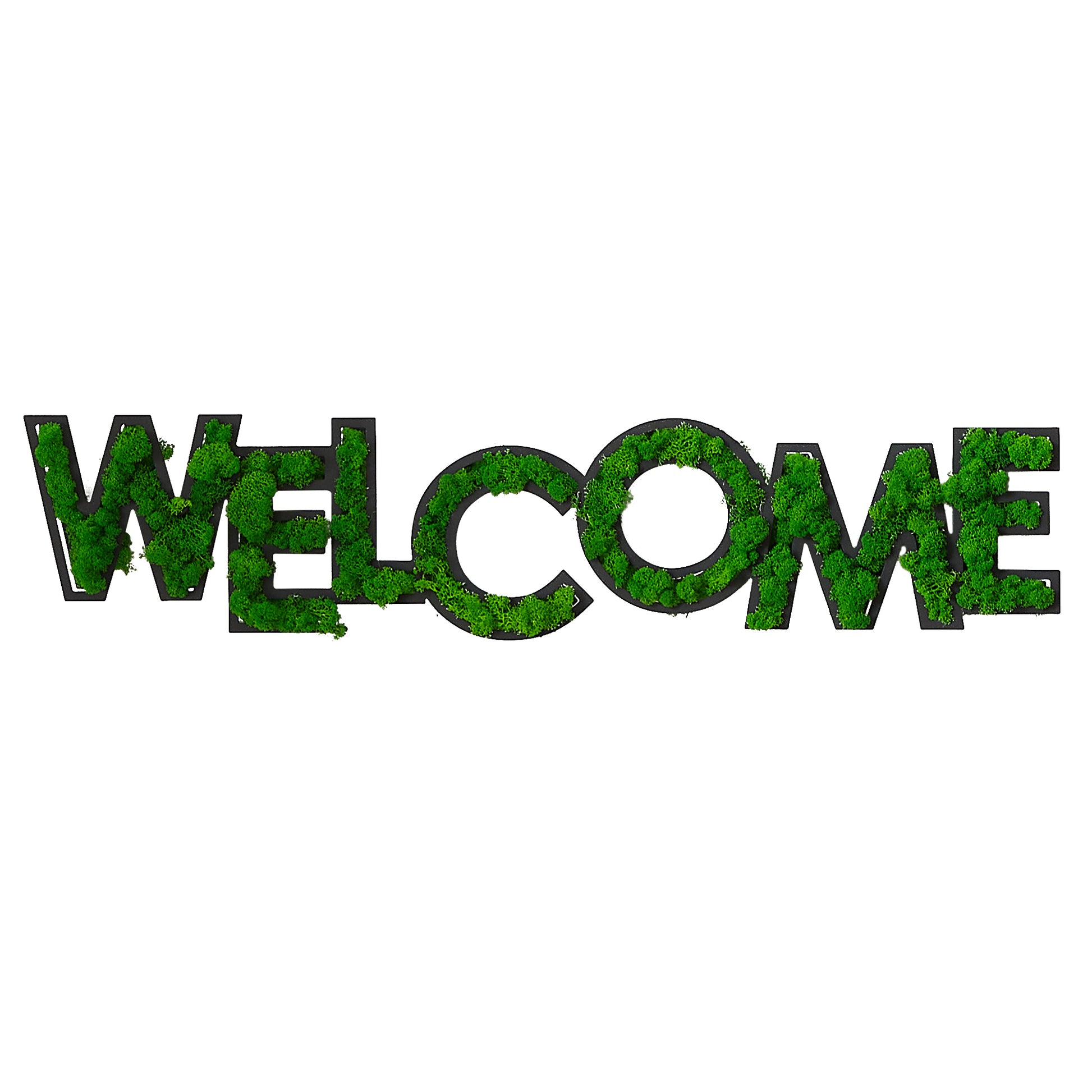 Welcome Letter Art Moss Wall Decor Green Iron