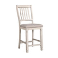 Dining Room Furniture Set Of 2Pcs Counter Height Chairs Antique White Solid Wood Slats Back Light Gray Padded Fabric Seat Cushions Antique White Gray White Dining Room Rustic,Transitional Dining Chairs Rubberwood Slat Back Solid Wood