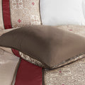 7 Piece Jacquard Comforter Set With Throw Pillows Red Polyester