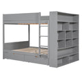 Full Over Full Bunk Bed With 2 Drawers And Multi Layer Cabinet, Gray Gray Solid Wood Mdf