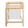 Wood Twin Size Loft Bed With Built In Storage Wardrobe And 2 Windows, Natural White Box Spring Not Required Twin Natural White Wood Bedroom Wood