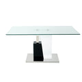 Modern Style Glass Table, Elegant Transparent Design, Durable Support Base, Solid, Selected Materials Made Of Furniture Display Fashion, Suitable For The Living Room Set Of 1 White Black Tempered Glass