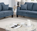 2Pc Sofa Set Sofa And Loveseat Living Room Furniture Navy Blended Chenille Cushion Couch W Pillows Navy Chenille Wood Primary Living Space Cushion Back Contemporary,Modern Chenille 5 Seat