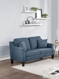 2Pc Sofa Set Sofa And Loveseat Living Room Furniture Navy Blended Chenille Cushion Couch W Pillows Navy Chenille Wood Primary Living Space Cushion Back Contemporary,Modern Chenille 5 Seat