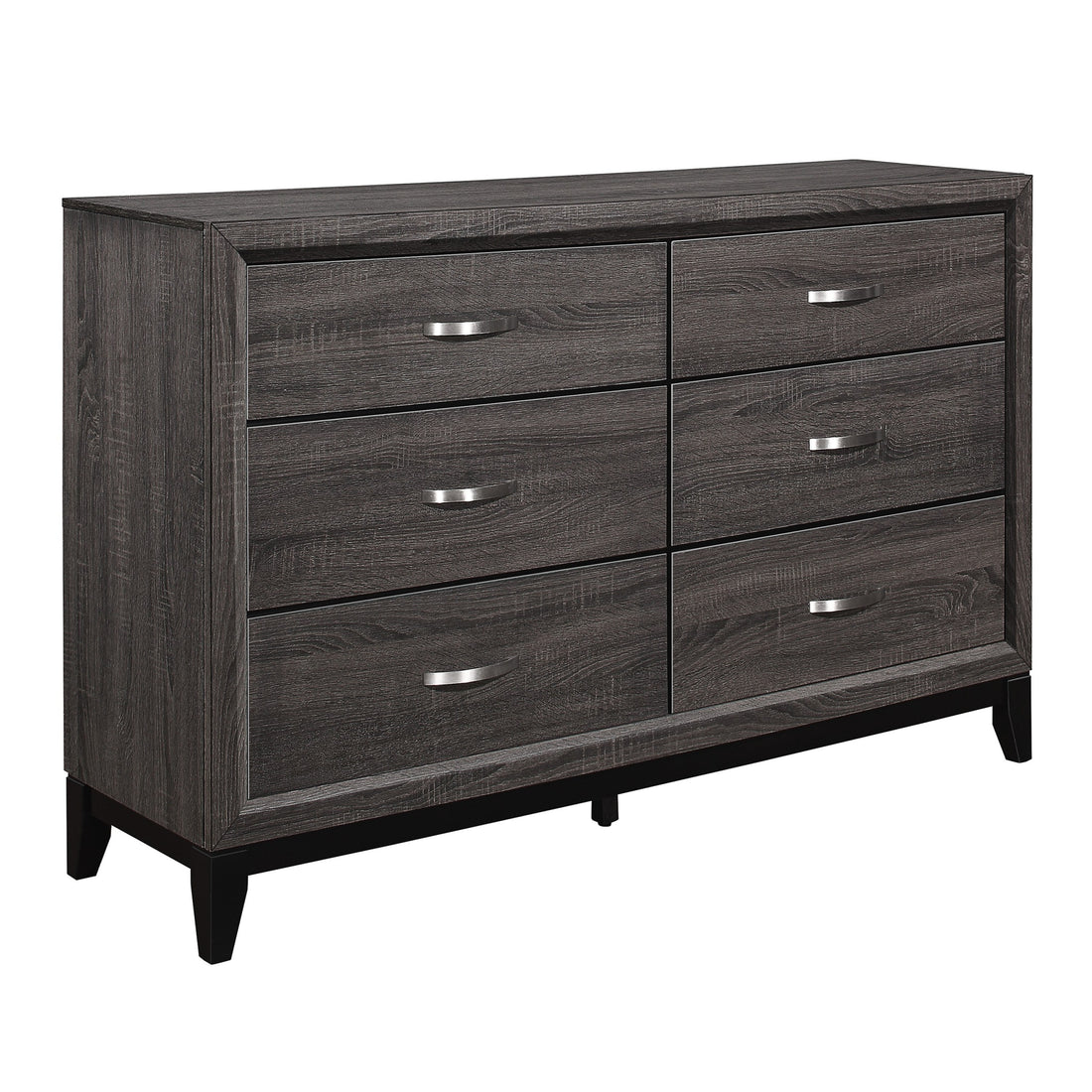 Contemporary Design 1Pc 6 Drawers Dresser Gray Finish Polished Hardware Wooden Bedroom Furniture Gray Bedroom Modern Wood