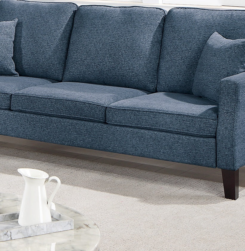 2Pc Sofa Set Sofa And Loveseat Living Room Furniture Navy Blended Chenille Cushion Couch W Pillows Navy Chenille Wood Primary Living Space Cushion Back Contemporary,Modern Chenille 5 Seat