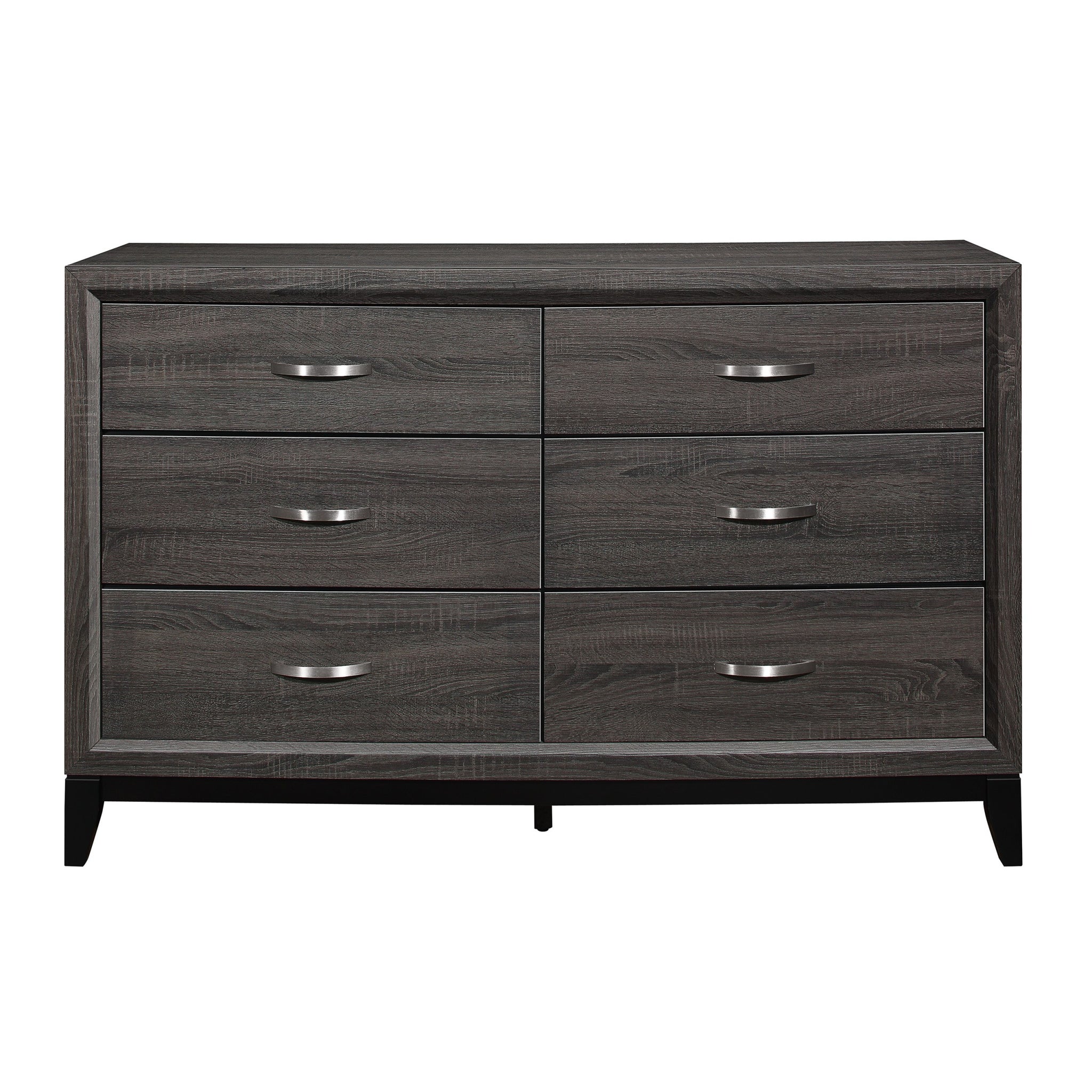 Contemporary Design 1Pc 6 Drawers Dresser Gray Finish Polished Hardware Wooden Bedroom Furniture Gray Bedroom Modern Wood