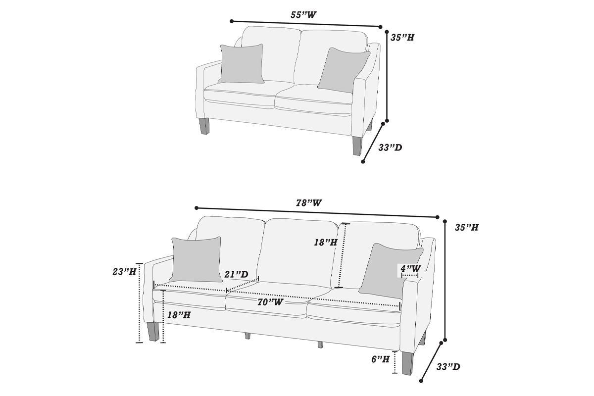 2Pc Sofa Set Sofa And Loveseat Living Room Furniture Navy Blended Chenille Cushion Couch W Pillows Navy Chenille Wood Primary Living Space Cushion Back Contemporary,Modern Chenille 5 Seat