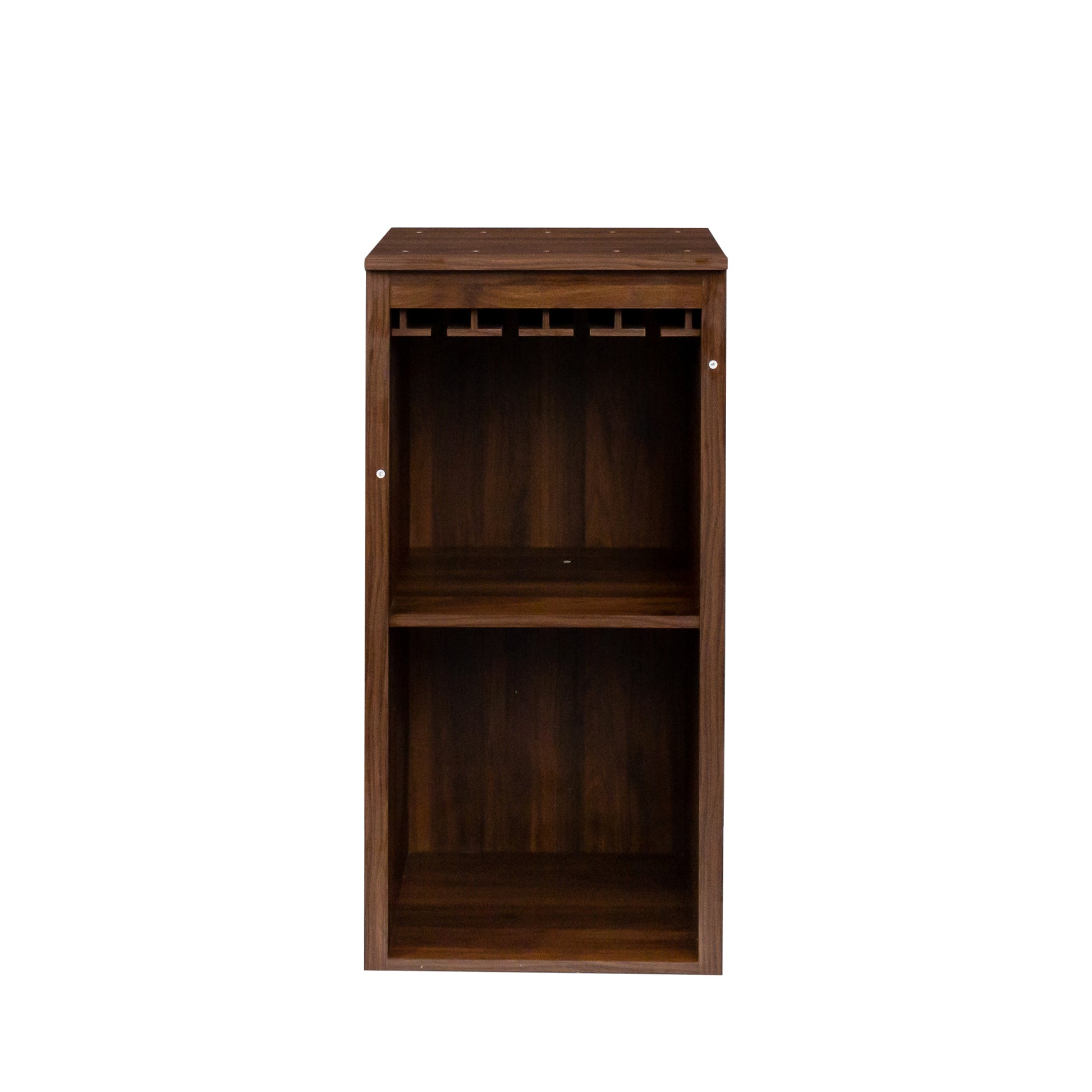 Brown Walnut Color Modular Wine Bar Cabinet With Storage Shelves With Hutch For Dining Room Walnut Brown Mdf