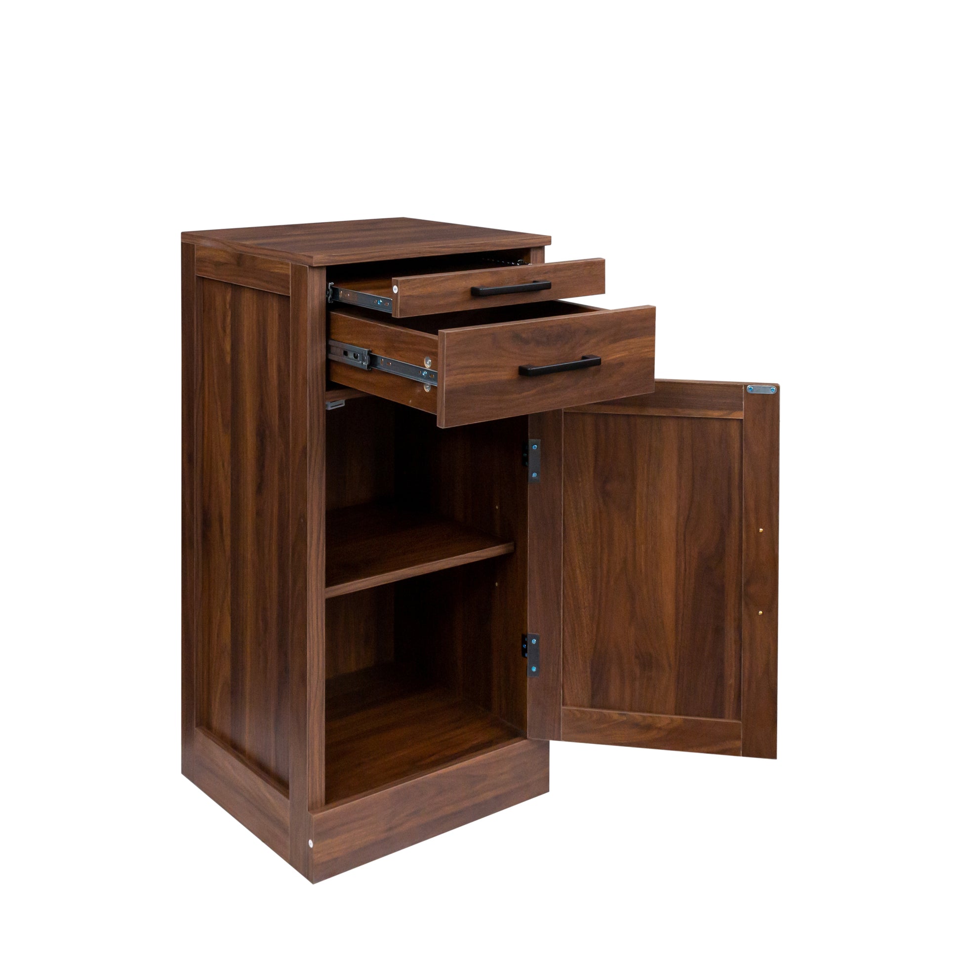 Brown Walnut Color Modular Wine Bar Cabinet Buffet Cabinet With Hutch For Dining Room Walnut Brown Mdf