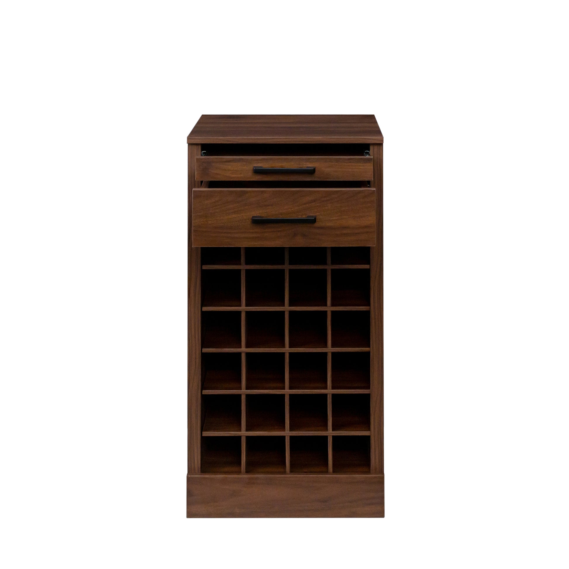 Brown Walnut Color Modular 24 Wine Bar Cabinet Buffet Cabinet Walnut Brown Mdf