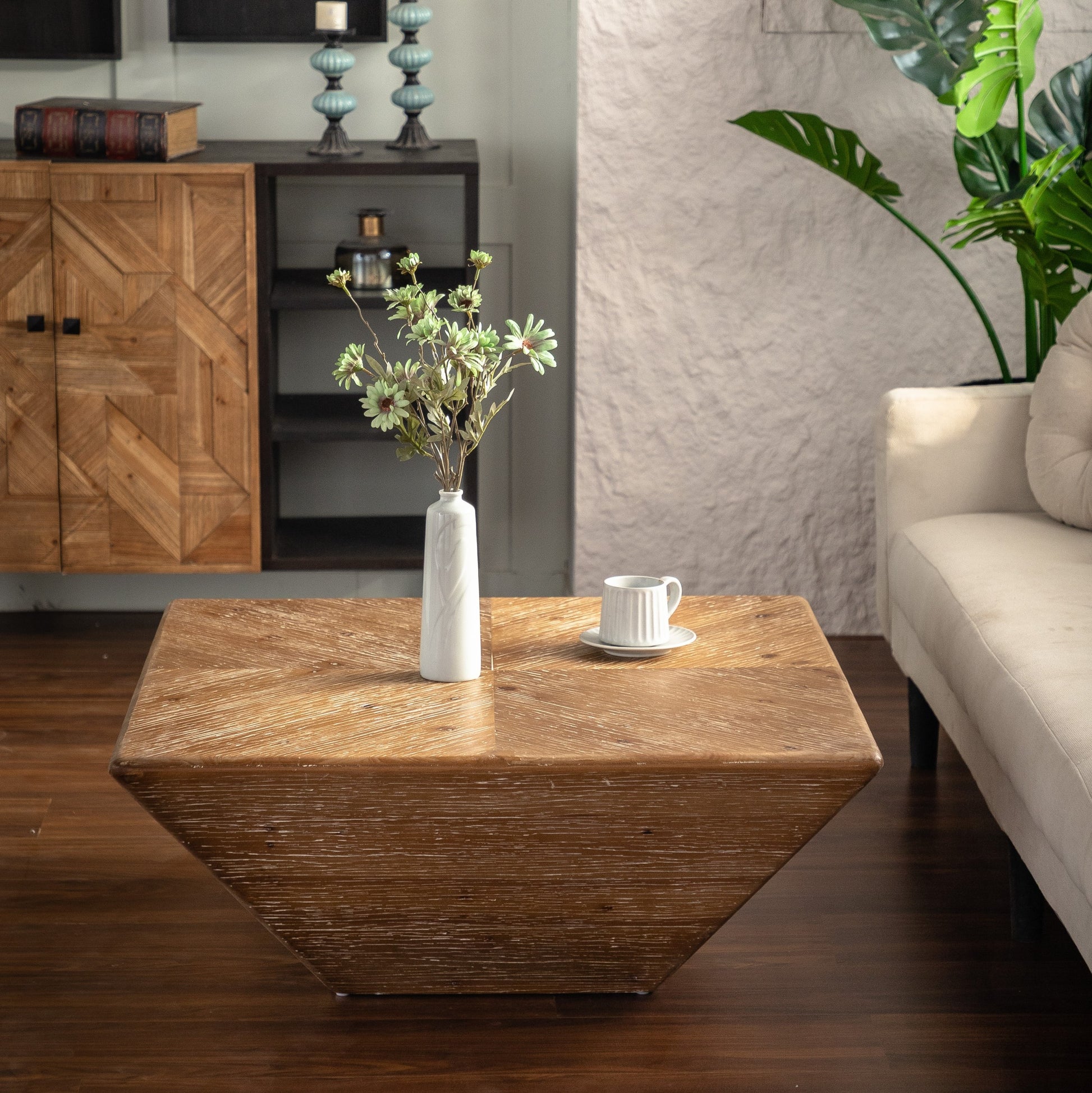 35.43"Vintage Style Ladder Shaped Coffee Table, For Office, Dining Room And Living Room,Brown Brown Solid Wood Mdf