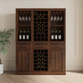 Brown Walnut Color Modular Wine Bar Cabinet With Storage Shelves With Hutch For Dining Room Walnut Brown Mdf