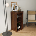 Brown Walnut Color Modular Wine Bar Cabinet With Storage Shelves With Hutch For Dining Room Walnut Brown Mdf