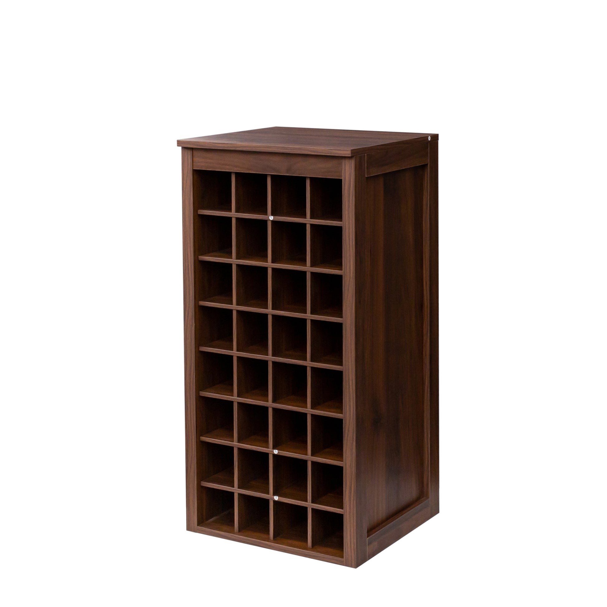 Brown Walnut Color Modular 32 Wine Bar Cabinet Buffet Cabinet Walnut Brown Mdf