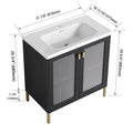 32Inch Freestanding Bathroom Vanity Plywood With Ceramic Sink, Soft Closing Door Kd Package Black Chestnut 2 Bathroom Freestanding Modern Plywood