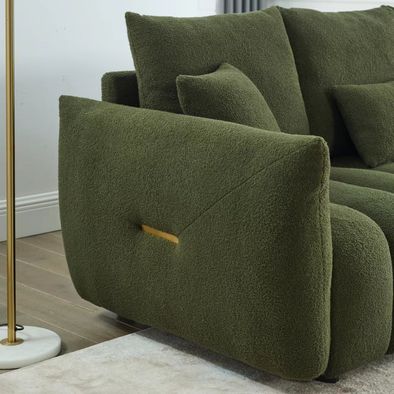 Video Mh 82" Premium Teddy Fabric Sofa With 3 Back Pillows And 3 Back Cushions Solid Wood Frame 3 Seater Sofa, Oversized Upholstered Chair For Living Room, Bedroom, Apartment And Office Green Wood Primary Living Space Foam Wood 3 Seat