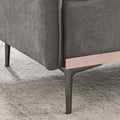 Modern Sofa 3 Seat Couch With Stainless Steel Trim And Metal Legs For Living Room, Grey Grey Foam