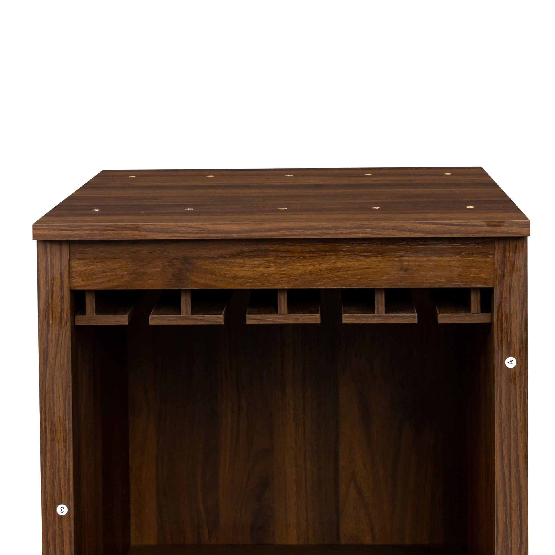 Brown Walnut Color Modular Wine Bar Cabinet With Storage Shelves With Hutch For Dining Room Walnut Brown Mdf